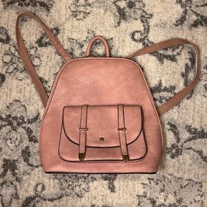 Blush pink faux leather backpack